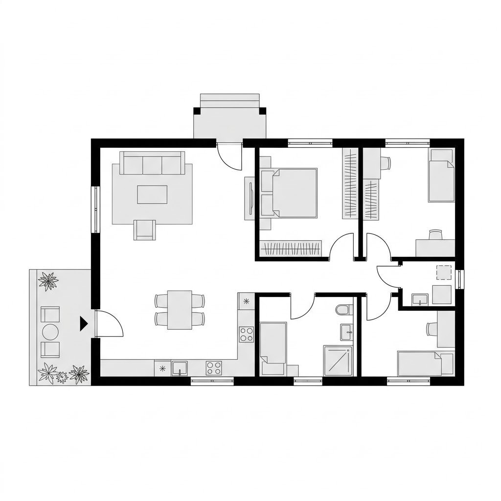 Erweiterbares Modulhaus Flex Plus 84 von variohaus mit Flachdach