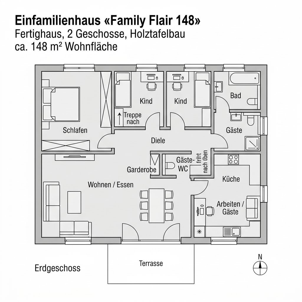 Grundriss Family Flair 148 von WeberHaus