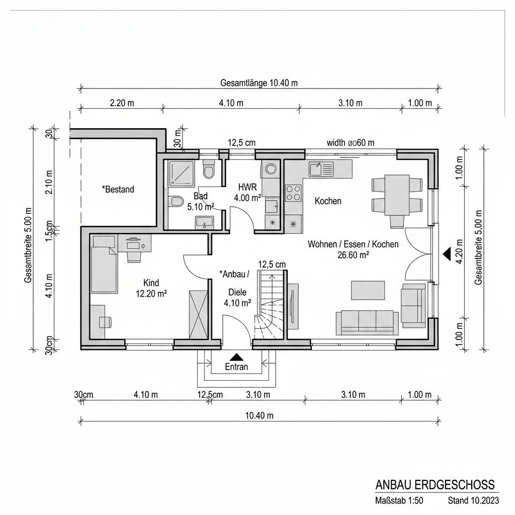 Grundriss WohnModul Anbau 52 von WeberHaus
