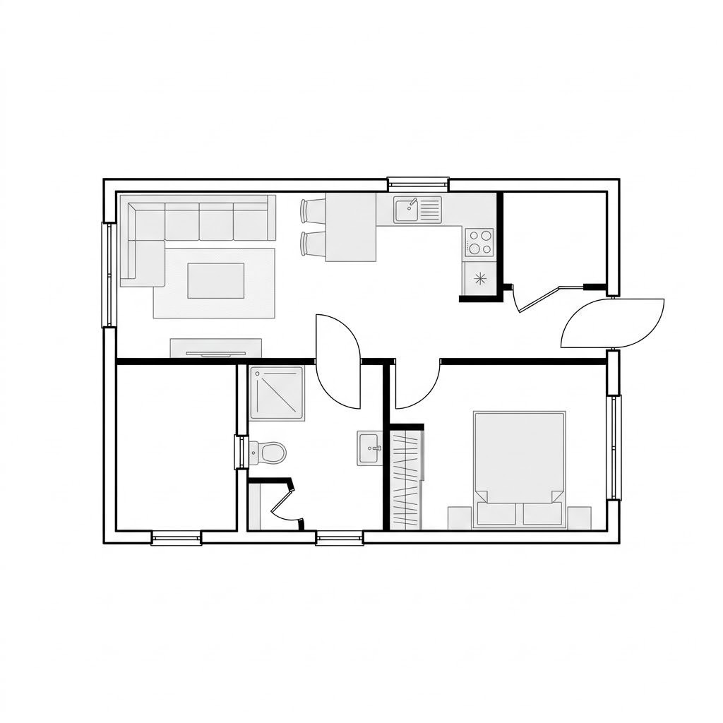 Grundriss Tiny House Natur 32 von wohnwagon — 32 m², 2 Zimmer