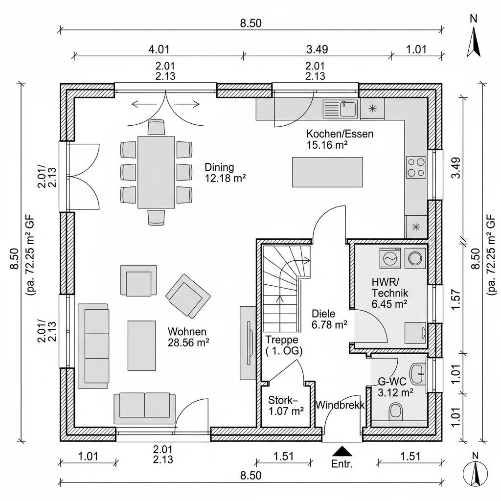 Kubushaus Edition 144 von WOLF-HAUS mit Flachdach — kubisches Fertighaus im Bauhausstil mit 144 m²
